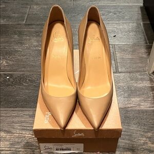 Christian Louboutin Beige Pointed Leather Pumps